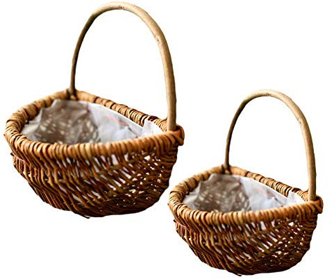æ— 2 cestas de mimbre de ratán para colgar en la pared, macetas colgantes de mimbre hechas a mano, cesta de jardín para decoración del hogar