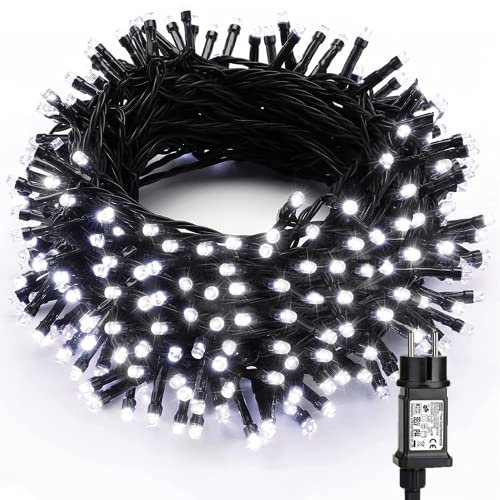 BrizLabs Weihnachtsbaum Deko Lichterkette, 30M 300 LED Außen Lichterkette Strom Wasserdicht 8 Modi Weihnachtsbeleuchtung für Innen Outdoor Fenster Hochzeit Party Garten Balkon Feier, Kalteweiß