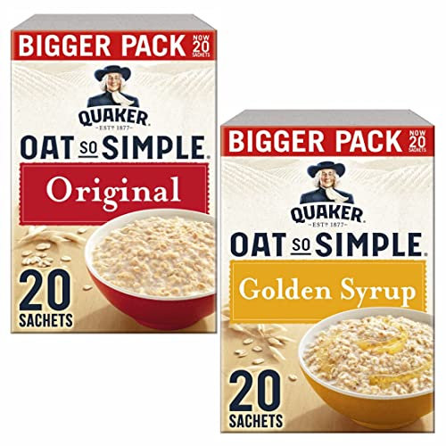 Cleverry Box Set mit Quaker Oat So Simple Porridge Oatmeal Original 20 Beutel x 27g und Golden Syrup 20 Beutel x 36g Haferflocken - Brei für eine einfaches Frühstück