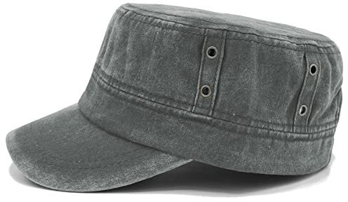 Van Der Rich ® - Cap Vintage Army Military Cap Gewaschener 100% Baumwolle - Dammen-Herren (Grau, One Size)