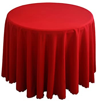 FANIVIN Polyester Tischdecke Tischtuch Tischwäsche Couchtisch Küchentischabdeckung Tafeltuch Rund Einfacher Stil Rot Durchmesser 180CM