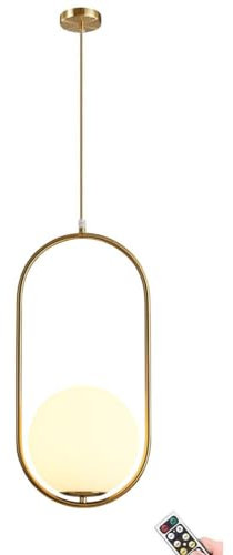 KEFA Not Hardwired Battery Operated Pendant Lighting, No Wire Mid Century Pendant Light Glass Ceiling Hanging Lighting Fixture with White Globe Glass Chandelier for Kitchen Island Dining Room Bedroom