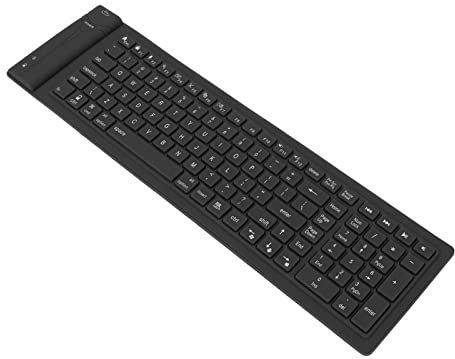 Kabellose Silikontastatur, 108 Tasten BT 3.0 Faltbare Tastatur, Vollständig Versiegelnde wasserdichte Rollup Tastatur, Gaming Stummschalttastatur für PC Notebook Laptop (Schwarz)