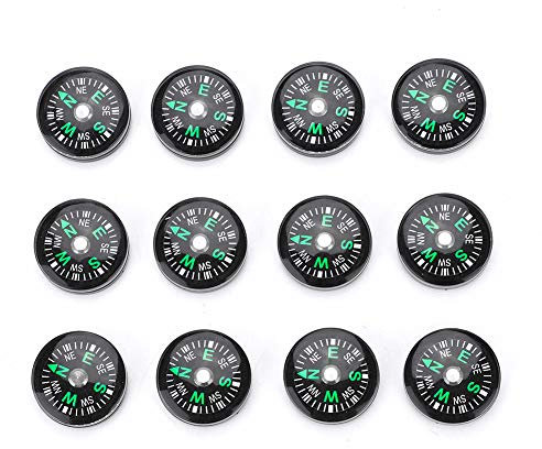 12 Stück Knopf-Kompass, plplaaoo Camping-Zubehör, Mini-Kompass, kleiner Kompass, 20 mm Mini-Taschen-Kompass mit Öl gefüllter Kompass für Wandern, Camping, Outdoor-Aktivitäten, Zubehör, Knopf-Kompass,