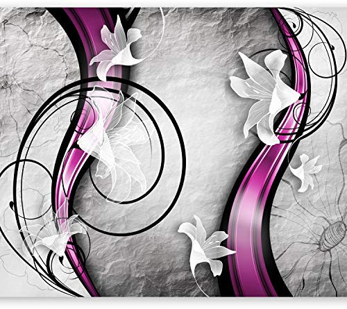 murando - Vlies Fototapete Blumen Lilien 100x70cm - Foto Tapete Schlafzimmer Wohnzimmer Moderne Vliestapete XXL Wandtapete Motivtapeten 3d Effekt Wand Dekoration - Abstrakt grau rosa pink Ornament