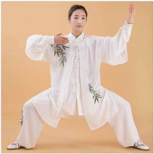 Tai Chi Kleidung Chinesische Kung Fu Kleidung Soft Performance Jacket Pants Lady Kung Fu Wushu Martial Arts Uniform Women Soft Tai Chi Anzug Orientalische Übungskleidung ( Color : White , Size : B( M)