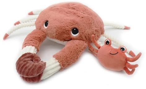 LES DÉGLINGOS PTIPOTOS by Cassecol Krabbe für Mama/Baby, Terracotta – 46 cm – weiches Plüschtier für Babys – Geschenkidee zur Geburt – 46 cm