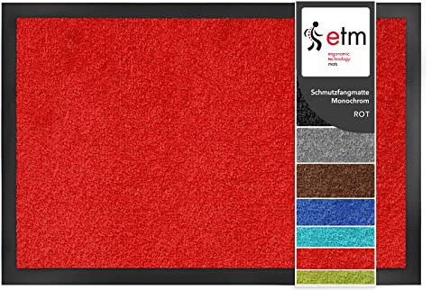 etm Mono Dirt Trapper Door Mat in Bright Colours, Powerful Doormat for Indoor and Outdoor Use (Red, 60 x 180 cm)