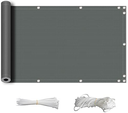 ZQXFZ ecran de Balcon 100x250cm 165g/㎡ imperméable Facile à Assembler la Protection de la Vie privée Brise-Vue de Balcon Pare Vue Cloture -Gris Foncé.