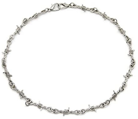 Collana con Ciondolo Filo Piccolo Rovi Ferro Collana Girocollo Unisex Donna Hip Hop Stile Punk Gotico Filo spinato Piccole Spine Catena Girocollo Regali Gioielli Regali di Compleanno per Donna Uomo