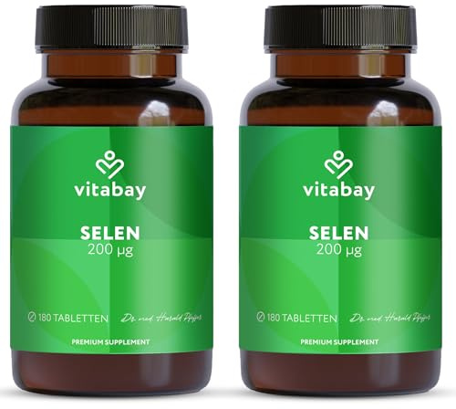 Vitabay Selen hochdosiert 200mg Vegan – 360 Tabletten