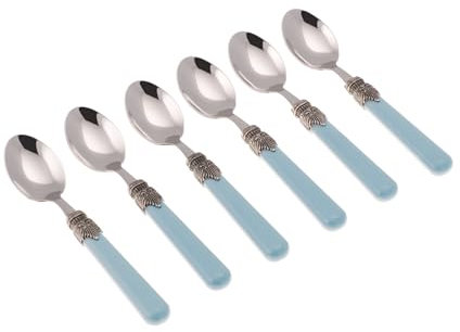 Rivadossi Sandro 1606CAF04 Set di Cucchiaini Caffè, 6 Pezzi - Classic - 100% Made in Italy, Artigianalità e Design, Acciaio Inox 18/10,Azzurro