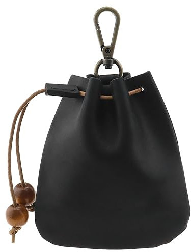 The Lord of the Tools Mini Porte-Monnaie en Cuir de Vachette Noir avec Cordon de Serrage Couche Supérieure en Cuir de Vachette Porte-Monnaie Mini Porte-clés en Cuir Pochette Médiévale Porte-clés