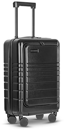 ETERNITIVE - Valise Cabine I Valise Voyage en ABS I Taille: 55 x 35 x 24,5 cm I Valise Rigide avec Serrure TSA I Valise a Roulette 360° I Support pour Téléphone Portable et Boisson I Couleur: Noir