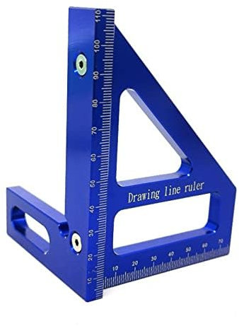 Sattel-T-Quadrat aus Aluminiumlegierung, Winkelmesswerkzeug, 3D-Gehrungswinkel, Holzbearbeitungs-Messwerkzeuge, 45/90 Grad Winkel, T-Lineal, Tischlerwerkzeug (blau)