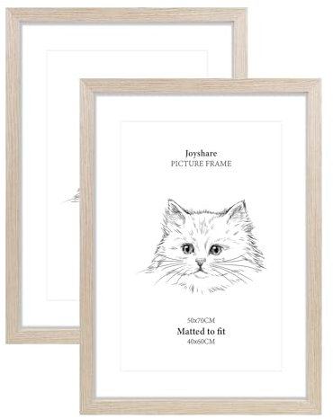 Joyshare 2er 50x70 cm Groß Bilderrahmen mit Passepartout Holz Eiche 2 Stück