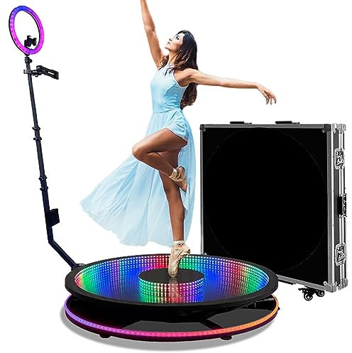 360-Grad-Fotokabinenmaschine, 68/80/100/cm mit Flightcase, Magic Glass – 360-Grad-Kamerakabine mit automatischer Drehung, 1–7 Personen Stehen darauf, Fernbedienung drehbar, 68 cm