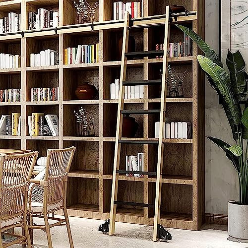 Sliding Barn Door Kit 3.3ft-13ft Sliding Ladder Library Full Set Hardware Rolling Track (No Ladder) (13ft/400cm)