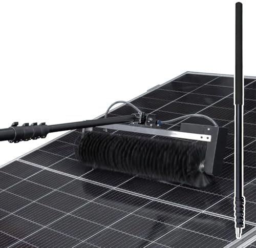 agreilduite Elektrisches Solarmodul-Reinigungswerkzeug,automatische Solarmodul-Reinigung mit automatisch rotierender Bürste und Reichweitenstange,Wasserbürste für Fenster/Dachreiniger,5.5m/18ft