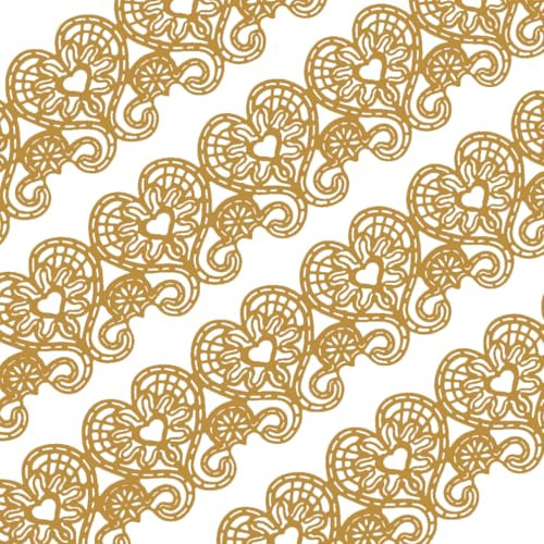 10tlg Große gebrauchsfertige Spitze Tortenband Spitzendekor essbar Liebe Herz gold