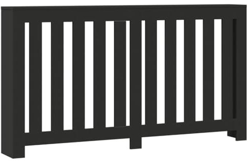 vidaXL Heizkörperverkleidung, Heizungsverkleidung Modernes Latten-Design, Heizkörperabdeckung für Wohnzimmer, Heizungsabdeckung, Schwarz 149x20x82cm Holzwerkstoff