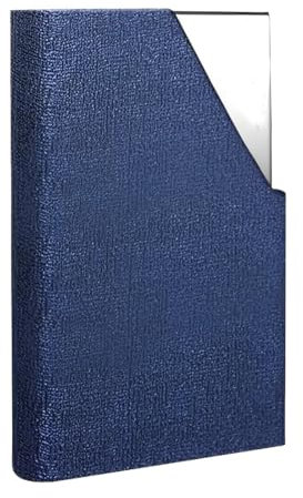 SGERUFZ Porte-Cartes de Visite Professionnel en Cuir synthétique et Acier Inoxydable, Bleu, Fermeture Magnétique, Slim & Lightweight