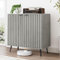 Smuxee Freistehendes, geriffeltes Sideboard, graues Waschbuffet mit Holzaufbewahrung, verstellbare Ablage für Wohnzimmer, Eingangsbereich, Flur