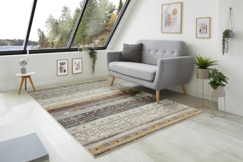 -LUXOR- living Kurzflor Teppich Molinos – moderner Webteppich mit abstraktem Muster, pflegeleicht & strapazierfähig, ideal für Wohnzimmer, Schlafzimmer & Flur, 200 x 290 cm, Multi