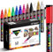 Alitastro 12 Acrylic Paint Pens - Waterproof Fabric Paint Markers Acrylic Markers for Rock Painting, Glass, Wood, Stone, Canvas, Metal, Arts and Crafts for Adult, 2-3mm Medium Tip