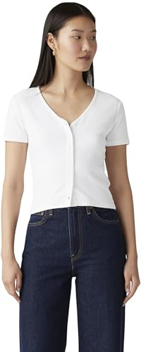 Levi's Women's T-Shirt Muse Tee with V-Neck, Ribbed, White (White +), S