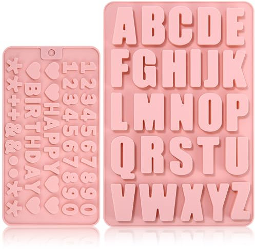 2 Stück 3D Gießformen Silikon, Silikonform Zahlen und Buchstaben, Silikonformen Alles Gute zum Geburtstag Symbol Backform, A-Z & 0-9 Alphabet Gießformen für Kuchen, Backen, Schokolade, Eisbrocken