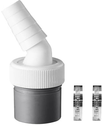 Waschmaschine Abfluss Adapter 1 1/4 zoll für den Geschirrspüler, Trockner, Waschmaschine, Winkel Waschmaschinenanschluss mit Eingangsstutzen von 19-24 mm und Abgang 40mm Rohr mit Schlauchschelle
