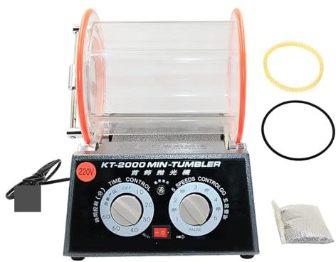 Esmeriladora de Banco, KT-2000 5Kg Vaso rotatorio Joyería Pulidora de superficie Acabadora Pulidora Máquina de acabado, para moler, pulir y taladrar