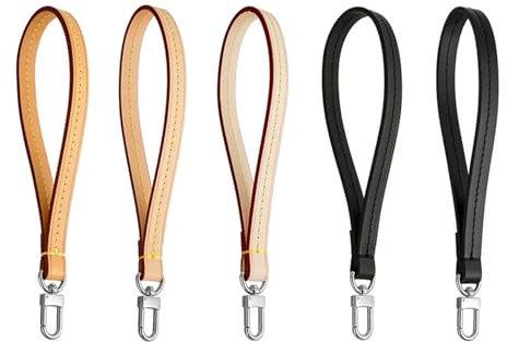 Aqxyxsw GUYTRM Echtes Leder Vachetta Armband Ersatzband Tasche Pochette Accessoires Neverfull Felicie Geldbörse Handgelenktasche lingli(Black silver)