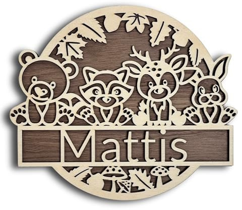 Generisch NordicDeern Türschild Kinderzimmer, Namensschild Tier aus Holz personalisiert für Babyzimmer Wand Wandbild Dekoration Dekoration mit Name aus Holz, Pferd Tiere (Tiere 2 Farbig)