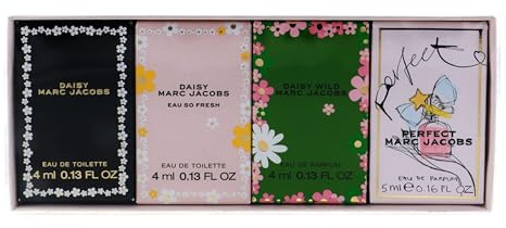 Marc Jacobs Mini Fragrance Gift Set for Women, 4-Piece Collection (3 x 4ml + 1 x 5ml) – Travel Size Perfume Set with EAU de Parfum and EAU de Toilette Minis