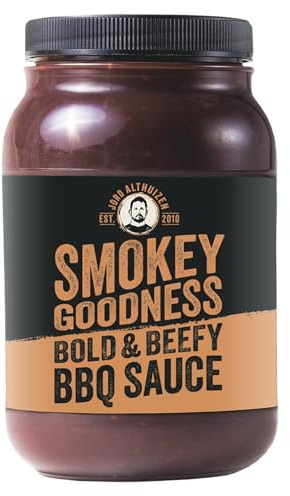 Smokey Goodness BBQ Sauce – Bold Beefy Premium Barbecue Sauce mit Chili, Kaffee & Kakao – Kräftiger Geschmack für Rindfleisch, Steaks & Burger – Perfekt für BBQ Fans & vielseitig einsetzbar (500ml)