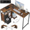WOLTU Eckschreibtisch mit USB-A/C Steckdosen - 120x80x75cm Schreibtisch Computertisch + Wechselregal & Stromanschluss, Metallrahmen,Industriell-Retro Braun