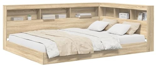 vidaXL Bücherregal-Bett Sonoma Eiche 160x200 cm Holzwerkstoff