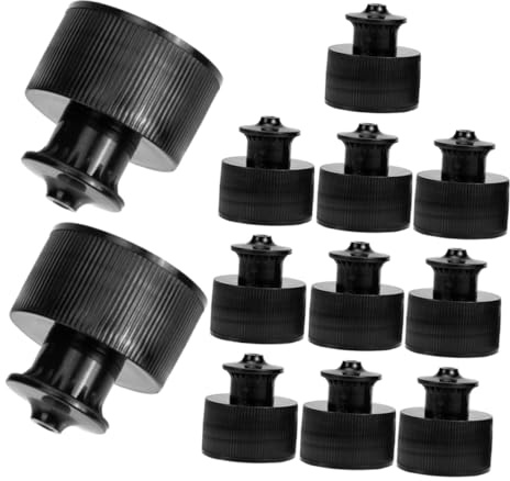Cabilock Ersatzdeckel für Wasserflaschen 12 Stück 28tooth Pe Schwarz | Druckflaschendeckel, Sportverschluss für Wasserflaschen, Druck Zug Verschluss, Flaschendeckel