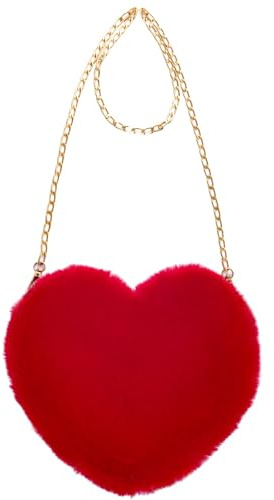 LQTSLFM Herztasche, Herz Plüsch Tasche, Plüsch Tasche Damen, Herz Kunstfell Handtasche, Niedlich Flauschige Herzn Handtasche, Valentinstagsgeschenke für Ehefrau, Freundin und Tochter