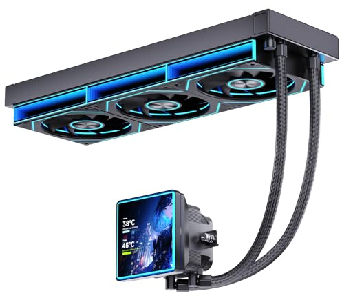 TZMRIT PF360-SE Aio Liquid CPU Cooler 360 mm with 4 Inch LCD Screen Display, ARGB Infinity Mirror 2000 RPM PWM Fan, for AM4/AM5 & Intel LGA1851/1700 (Black)