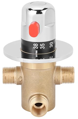 Heimeier Thermostatventil, Messing Thermostatisches Mischventil G1 / 2in, 3 - Heizkörperventil - Stabile Temperaturregelung, Verbrühschutz, Für Bad und Küche