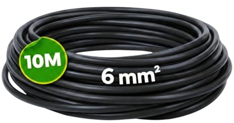 WEBMATEL Cable Eléctrico Flexible 6 mm² | Rollo de 10 Metros | Cable Unipolar H07Z1-K Libre de Halógenos | Negro | Sección 6 mm² | Hilo Conductor de Cobre |