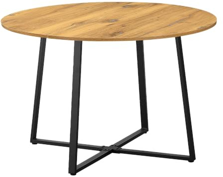 DUBI Möbel Esstisch Rund Ø 110 cm NOA, Esszimmertisch Holz, Küchentisch Rund, Alteiche Optik Industrial Design, Tisch für 4 Personen, Stabil & Modern, 11216-EISW