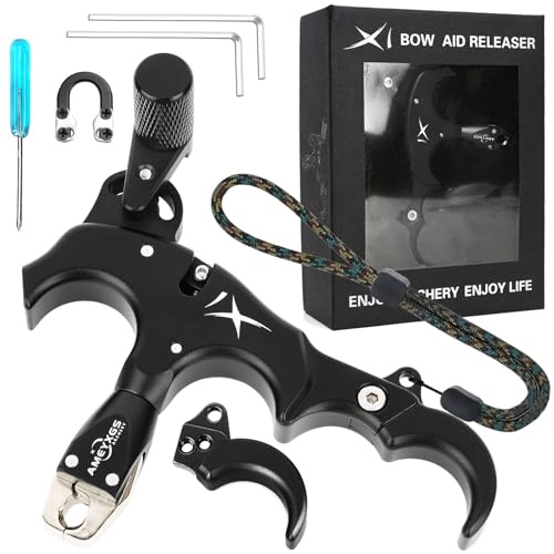 ZSHJGJR Bogenschießen Daumen Release Aid Für Compoundbogen - 3 Oder 4 Finger Handheld Release Trigger Einstellbar - String D Loop Erwachsene Anfänger Und Profis Bogensport Jagd Bogen Zubehör
