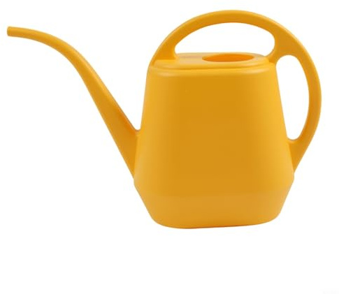 Nexbrill Regadera de plástico para jardín, 2 L, boquilla larga, ligera, gran capacidad, mango ergonómico para plantas de interior, camas de jardín, cestas colgantes, parche de verduras (amarillo)