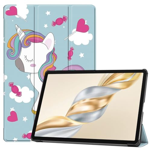 Techsuit für Honor Pad X9a, X9, X8 Pro und X9 Pro Hülle mit 360 Schutz, Mikrofaser Innenfutter, Verstellbare Betrachtungswinkel, Schlankes Design, FoldPro Series, PU Leder, Unicorn