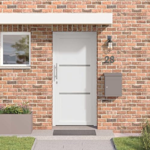 Puerta de entrada blanca lisa 88x200 cm PVC, puerta interior exterior rectangular con inserciones de vidrio, diseño moderno para sala de estar o pasillo, bisagras y asas incluidas