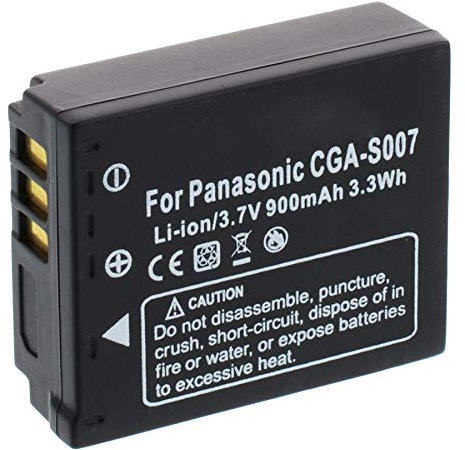 Batterie Compatible avec Panasonic CGA-S007, DMW-BCD10, Compatible avec Lumix DMC-TZ5, TZ11, TZ15, TZ50